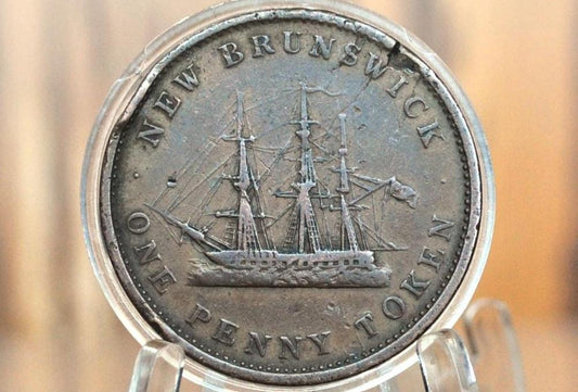 1843 New Brunswick One Penny Token - Great Detail, Scratched - Queen Victoria, Young Head New Brunswick 1 Penny 1843 Large Cent 1843 Cent NB