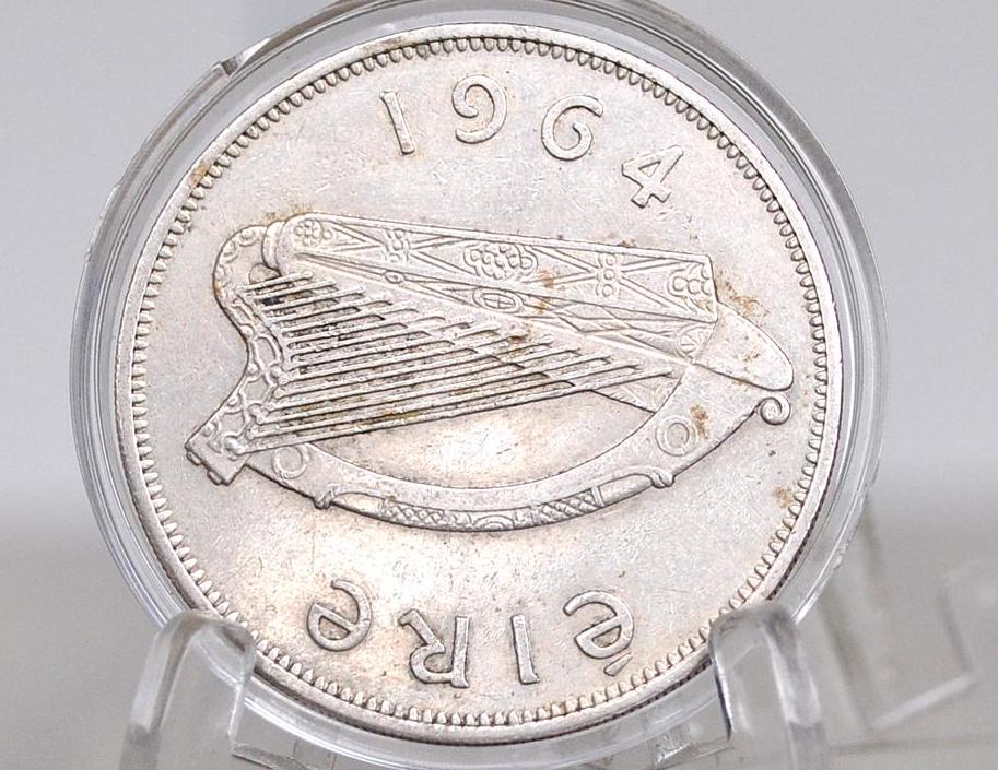 1964 Irish Half Crown - XF Grade / Condition - Great Coin - 1964 1/2 Crown Ireland HalfCrown, Authentic