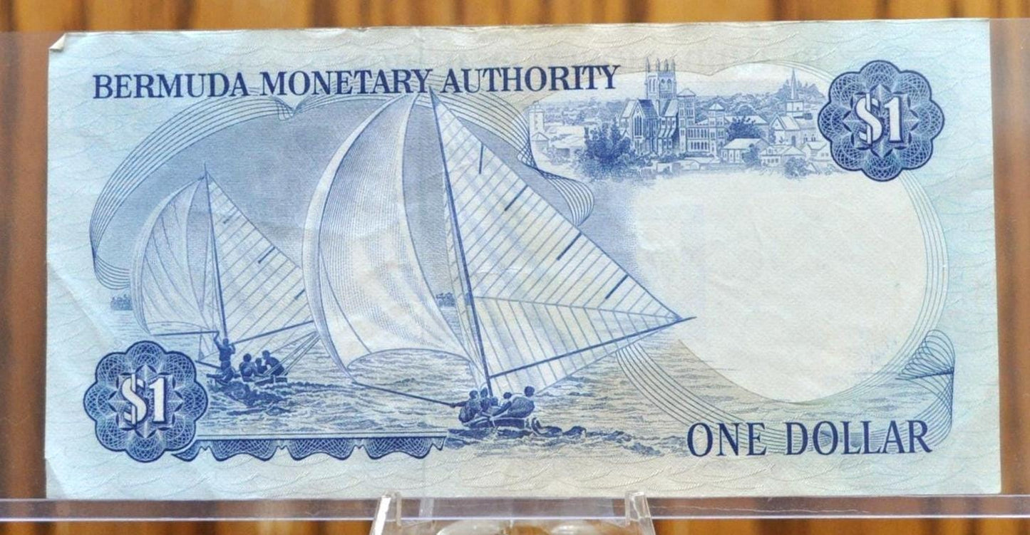 1976 Bermuda Monetary Authority 1 Dollar Note - 1.12.1976 Date - XF Grade - 1976 British Bermuda 1 Dollar Note - P#28a
