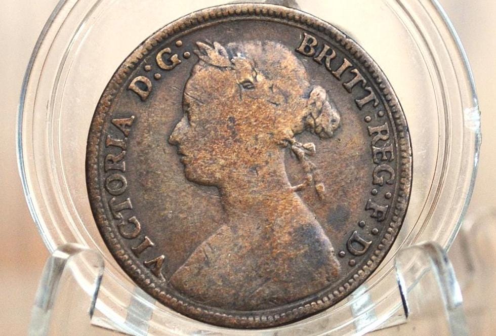 1880 Great Britain Half Penny - Great Condition - UK Half Penny 1880 - Queen Victoria 1/2 Penny - Bronze - ha'penny 1880