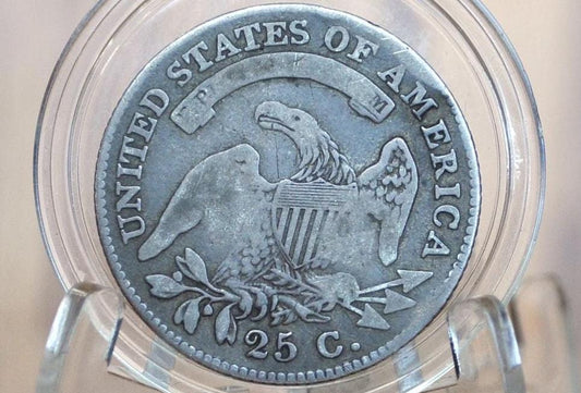 1828 Quarter - VG+ (Very Good), Very Rare Coin - 1828 US Quarter 1828 Capped Bust Quarter, Early American Coin; Few ever Made
