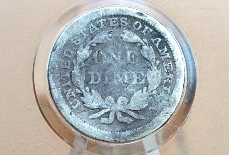 1845 Seated Liberty Dime - (G) Good - 1845 Silver Dime / 1845 Liberty Seated Dime