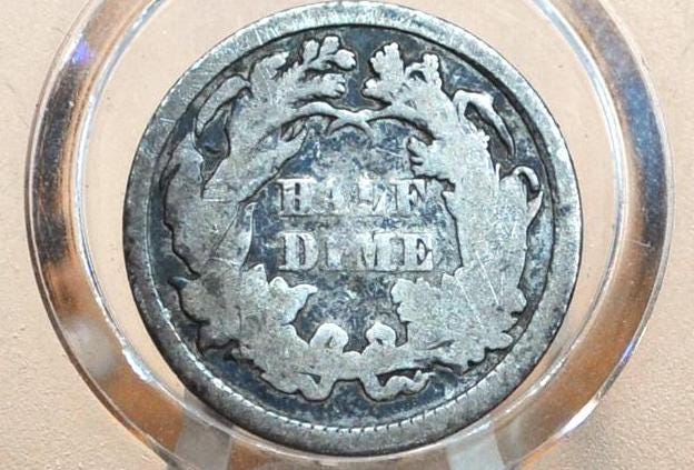 1871 Half Dime - G/VG - 1871 Seated Liberty Half Dime - Early American Coin - 1871 Silver Half Dime Liberty Seated 1871 5 Cent Silver