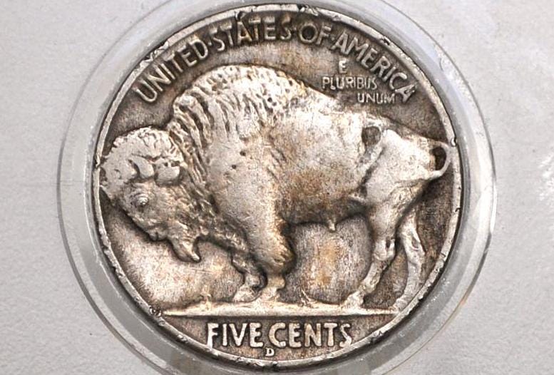 1913-D Buffalo Nickel Type 2 Denver Mint - Rare - XF (Extremely Fine) Grade / Condition - 1913 D Indian Head Nickel Type Two / Type II 1913D