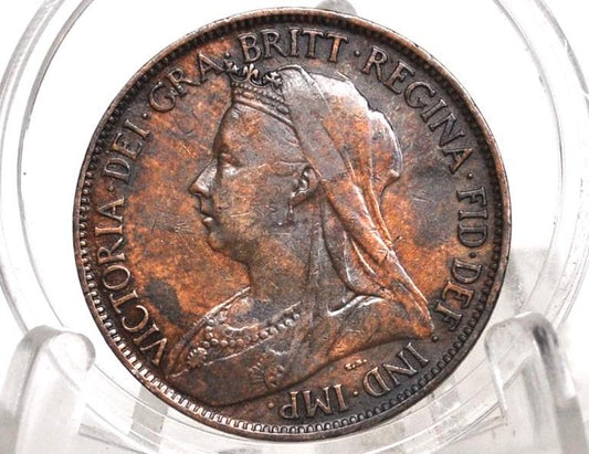 1895 Great Britain Half Penny - AU (About Uncirculated) Grade/Condition - UK Halfpenny 1895 England 1/2 Cent - Queen Victoria -