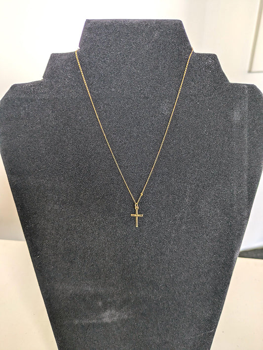 Youthful 10K Gold 1st Communion/Baptism Cross Necklace - 12.5 Inches - Babies First Baptism/Communion 10K Gold Cross Necklace