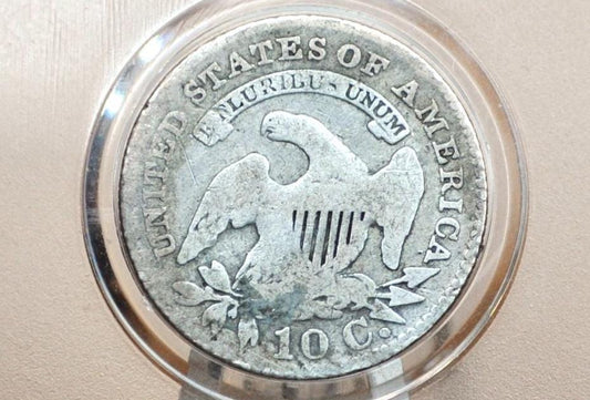 1827 Dime Capped Bust - G+ - Great Collection Coin - Pointed Top 1 1827 Silver Dime US One Dime 1827 Bust Dime, Historic Coin Type