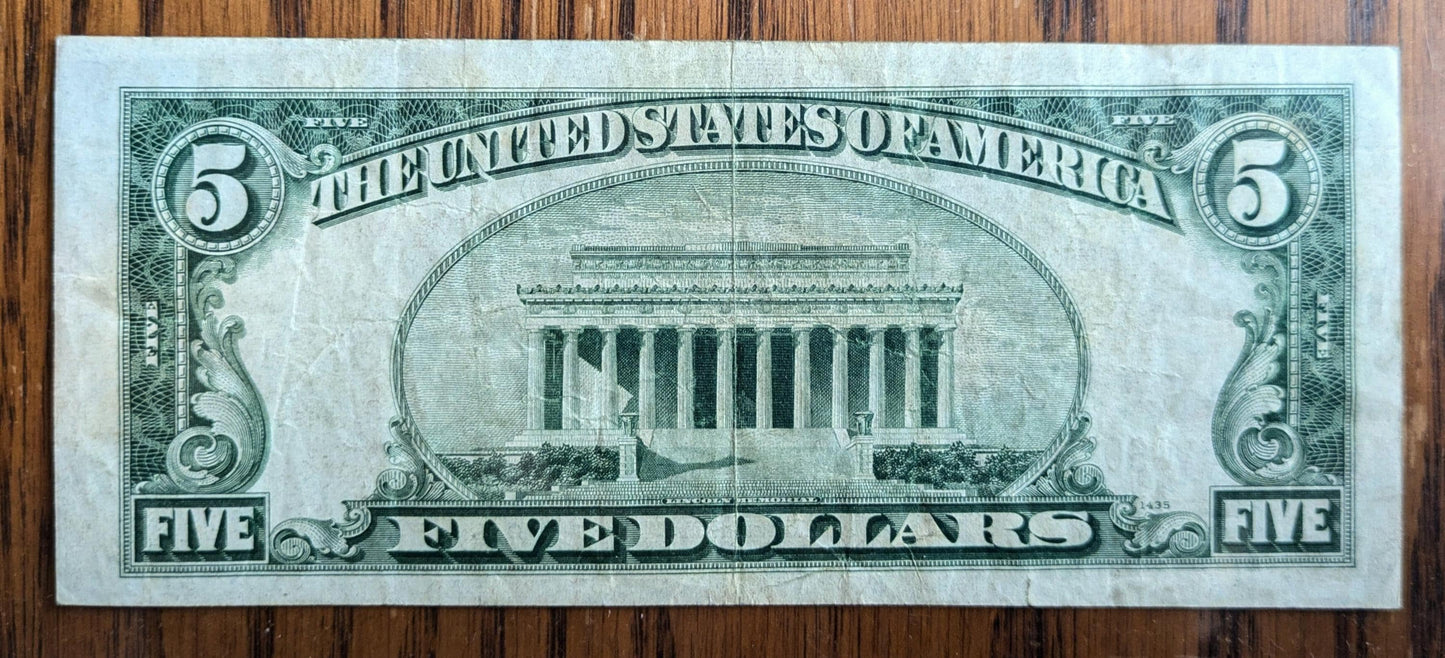 1928-D Us 5 Dollar Legal Tender Note - Red Seal Note - Very Fine (Vf) - 1928D Five Dollar Legal Tender Us Note - Fr.1529