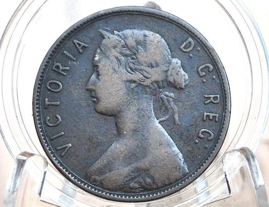 1872 Newfoundland One Cent - F Condition (Fine) - Queen Victoria - One Cent Newfoundland 1872 Large Cent - 1872 Newfoundland Cent