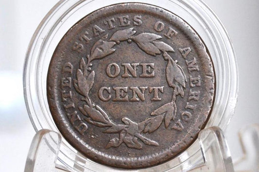 1842 Braided Hair Large Cent - G (Good), Small Date Type - 1842 Coronet Cent - 1842 US Large Cent - Braided Hair 1839 to 1857