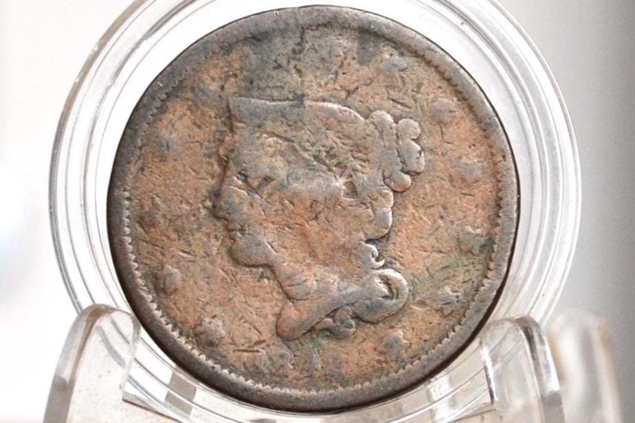 1842 Braided Hair Large Cent - Small Date Type - 1842 Coronet Cent - 1842 US Large Cent - Braided Hair 1839 to 1857