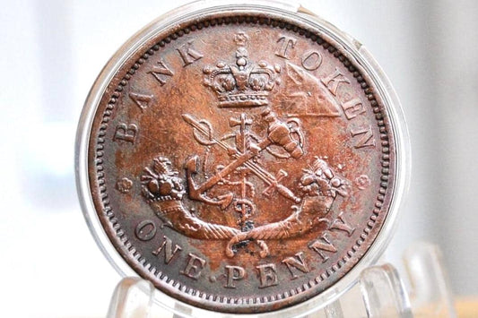 1857 Bank of Upper Canada One Penny - 1 Penny Bank Token - Great Detail - 1857 Bank Token One Penny - 1857 Canadian Large Cent