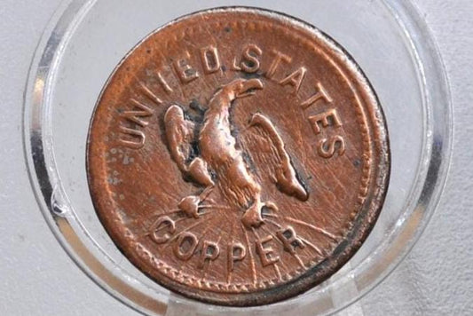 1863 Civil War Token - Tradesman's Currency - Good For One Cent - Patriotic Civil War Tokens, United States Copper