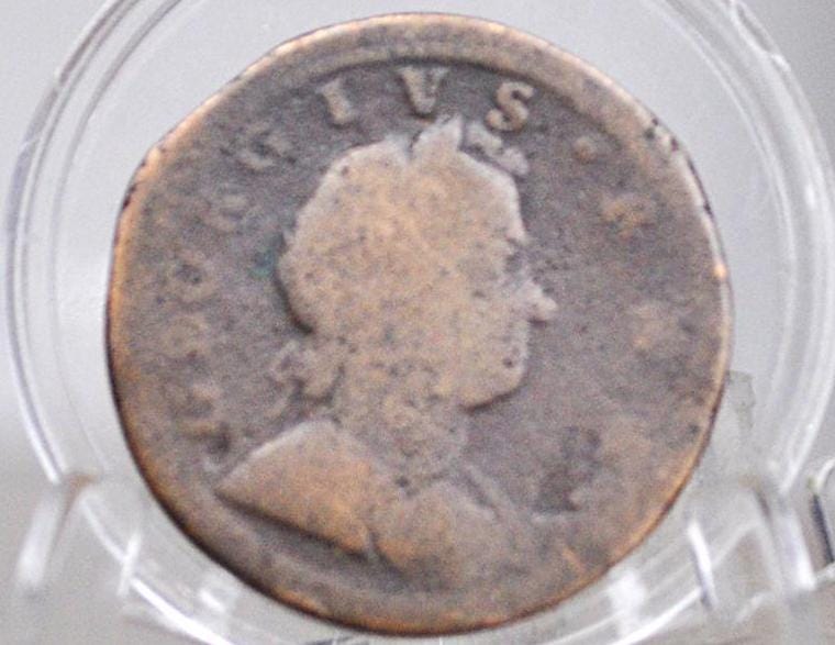 1722 UK Halfpenny - Great Details - 1722 Great Britain 1/2 Penny - Copper Half Penny 1722 - King George I -