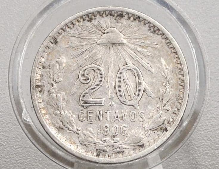 1906 20 Centavos Mexico Silver - VF (Very Fine) Grade/Condition - Mexican 20 Centavos 1906 Silver, Great Coin!