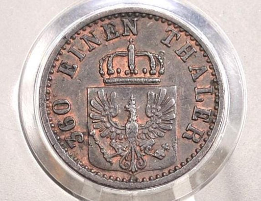 1870 Prussian 1 Pfennig Scheidemunze Coin - UNC (Uncirculated) Condition - William I -
