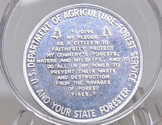 Smokey the Bear "Only You Can Prevent Forest Fires" Aluminum Token - State Forester Pledge Token - Vintage Collectible Token -