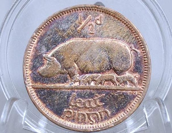 1920s, 30s, 40s, and 50s Irish Half Penny Coin - Great Conditions - Pig Design - 10 Pence Coins Ireland - Collectible Irish Coins