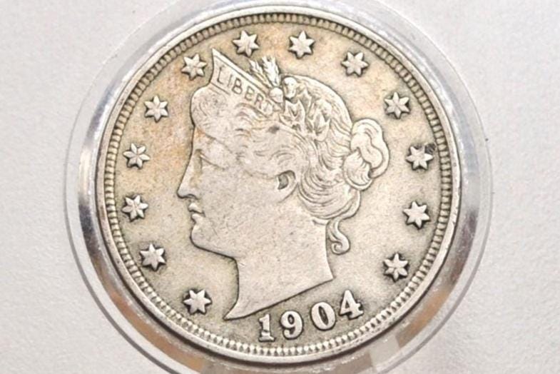 1904 Liberty Head Nickel - VG (Very Good) Condition - 1904 V Nickel - Liberty nickel 1904 Nickel
