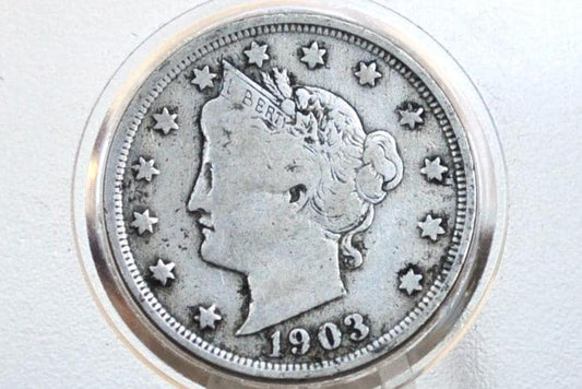 1903 V Nickel - Choose by Grade - 1903 Liberty Head Nickel - Barber Design - Vintage US Coin, Collectible - Also great for Jewelry