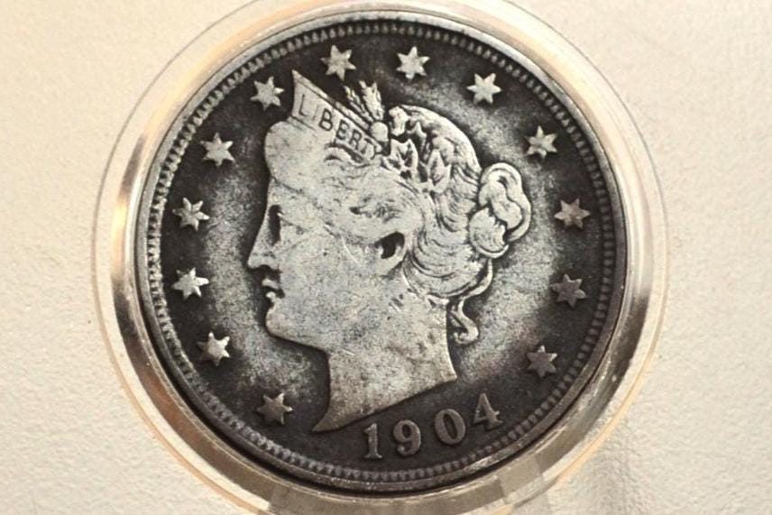 1904 Liberty Head Nickel - VG (Very Good) Condition - 1904 V Nickel - Liberty nickel 1904 Nickel