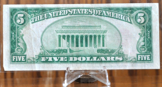 1928-C Us 5 Dollar Legal Tender Note - Red Seal - Mule Note - Extremely Fine (Xf) Grade - 1928C Five Dollar Legal Tender Us Note - Fr.1528M