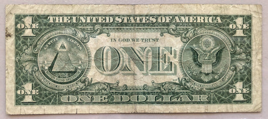 1957 B Silver Certificate 1 Dollar Note - Very Fine (VF) - Fancy Repeating Serial Number - 1957B One Dollar Blue Seal Banknote- Fr#1621