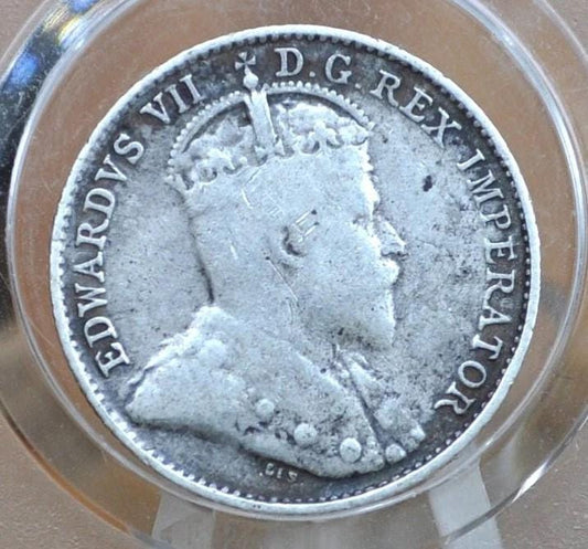 1908 Canadian Silver Dime - Fine Grade/Condition - Better Year - King George - 92.5% Silver 5 Cent Canada 1908 -