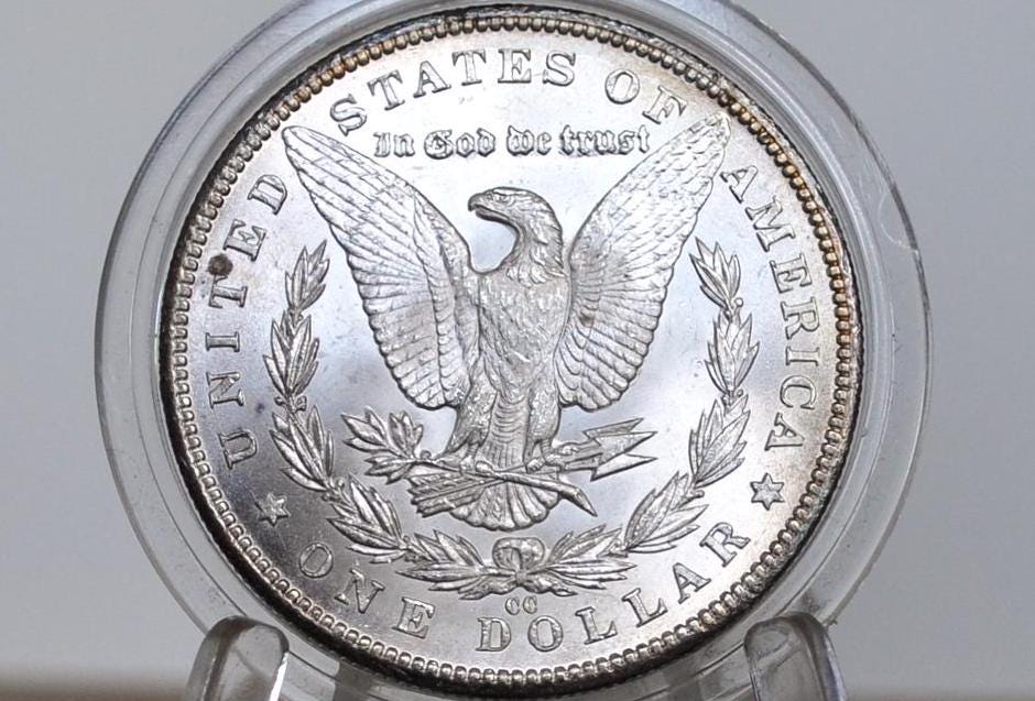 1884-CC Morgan Silver Dollar - Uncirculated - Carson City Mint 1884CC Morgan Dollar 1884CC, Rarer Date, Authentic