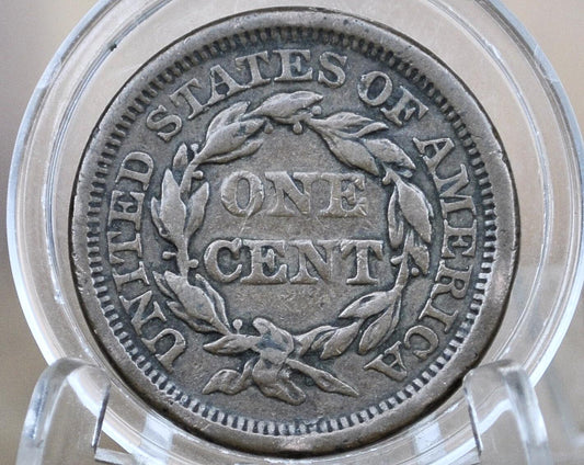 1855 Braided Hair Large Cent - VF (Very Fine) Grade / Condition - 1855 Coronet Cent - 1855 US Large Cent - Braided Hair Upright 5