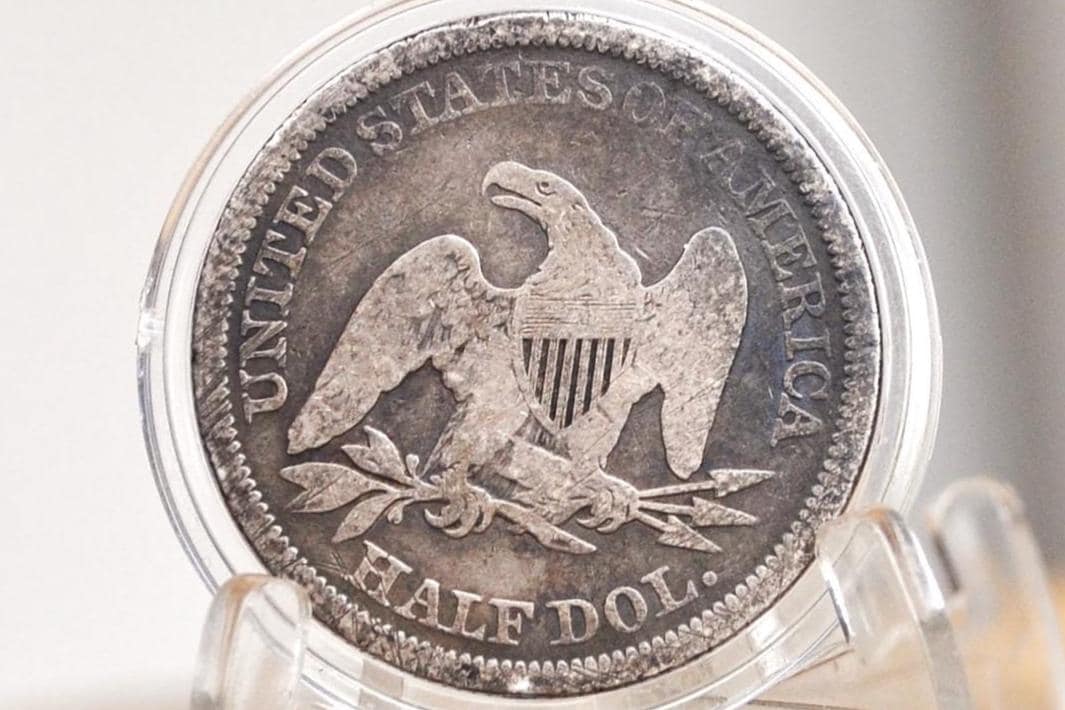 1842 Seated Liberty Half Dollar - VG Details, Environmental Damage - Medium Date - 1842 Liberty Seated Silver Half Dollar - Authentic