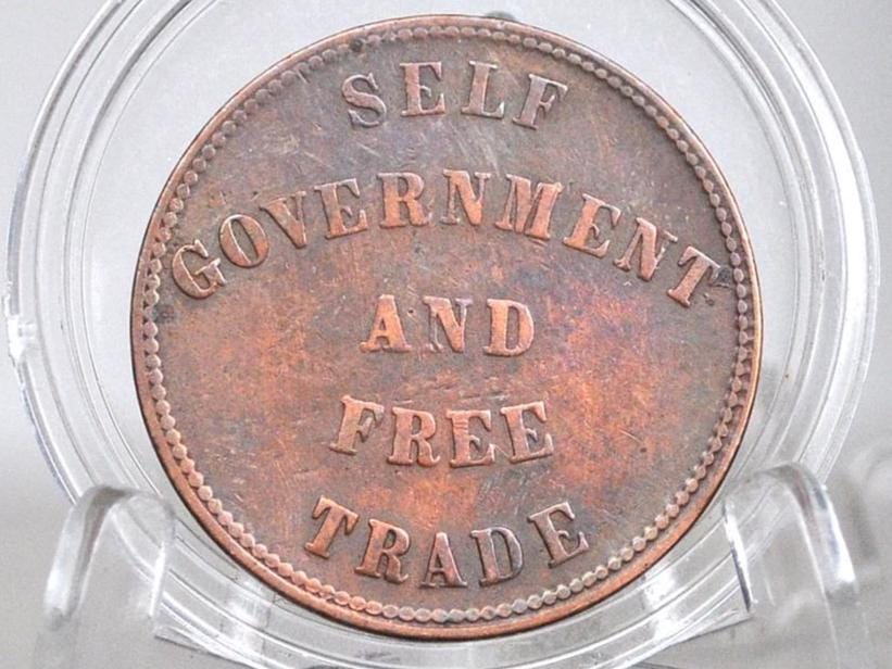 1857 Canada Prince Edward Island Trade Token - AU Condition - Self Government and Free Trade - Great Condition - George Davies 1/2 Penny -