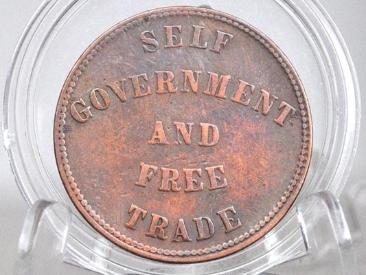 1857 Canada Prince Edward Island Trade Token - AU Condition - Self Government and Free Trade - Great Condition - George Davies 1/2 Penny -