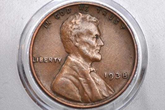 1938-D Wheat Penny - VF to EF (Very Fine to Extremely Fine) Condition - 1938D Wheat Ear Cent
