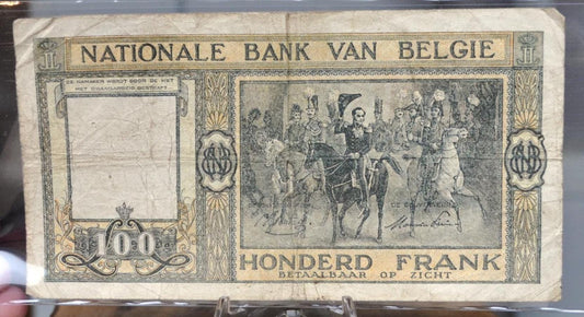 1946 National Bank of Belgium 100 Francs Note - Earlier Issue Date - 1946 Banque Nationale de Belgique One Hundred Francs Note - P#126