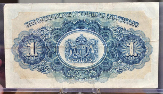 RARE 1943 Government of Trinidad and Tobago 1 Dollar Note - 1.1.43 Date - 1943 Trinidad and Tobago One Dollar Banknote - P#5c