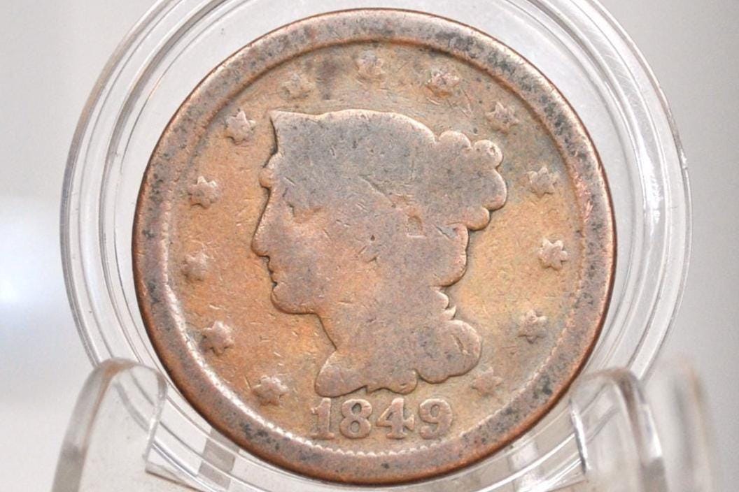 1849 Braided Hair Large Cent - Choose by Grade - 1849 Coronet Cent - 1849 US Large Cent - Braided Hair 1839 to 1857