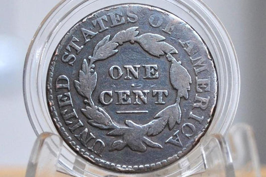 1828 Matron Head Large Cent - VG (Very Good) Grade / Condition - 1828 Coronet Liberty Head Cent - 1828 Penny