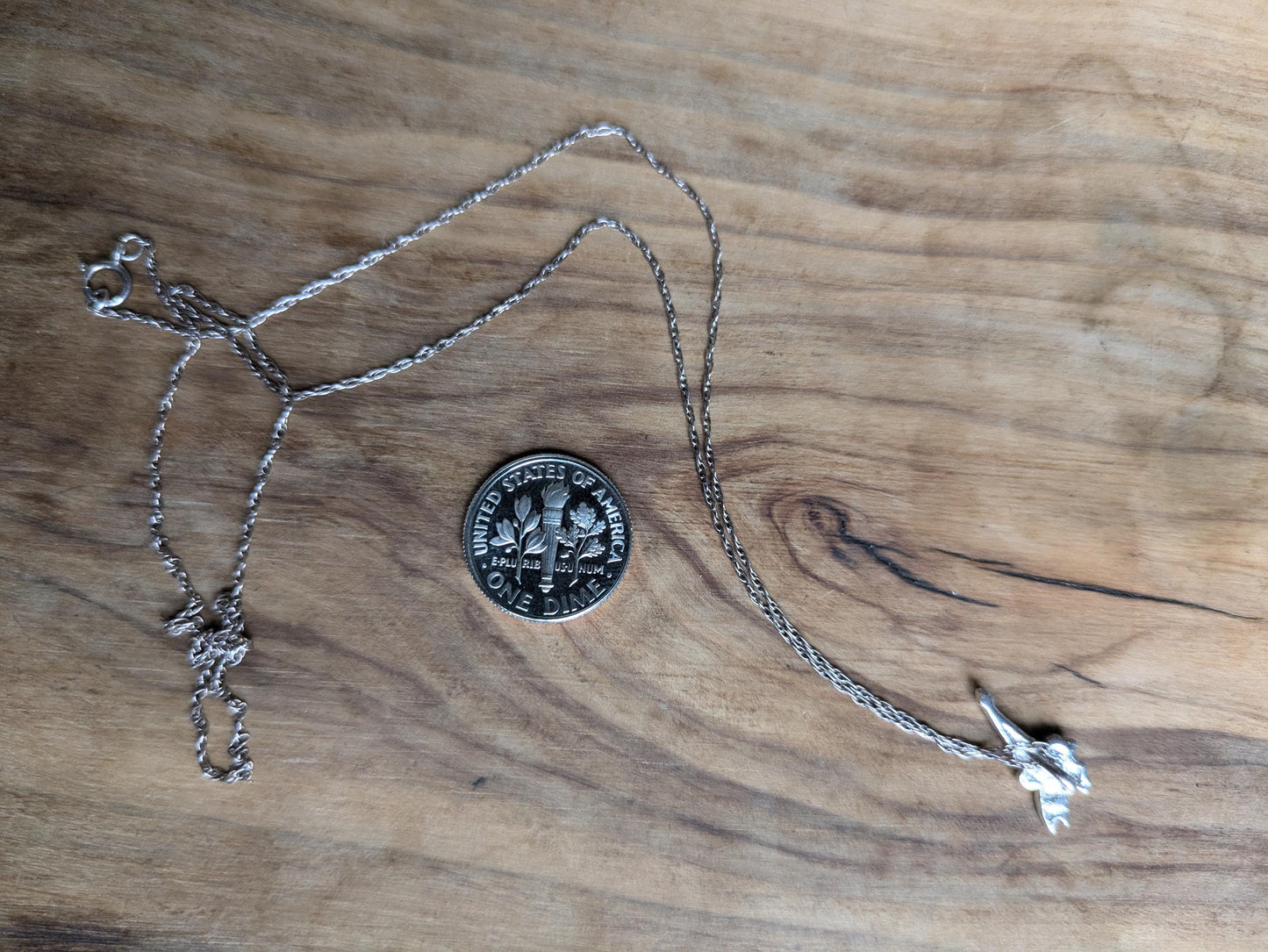 Sparkling Sterling Silver Tinkerbell Necklace - 20 inches - Stamped "Disney" & "925" - Collectible Vintage Disney Necklace/Pendant