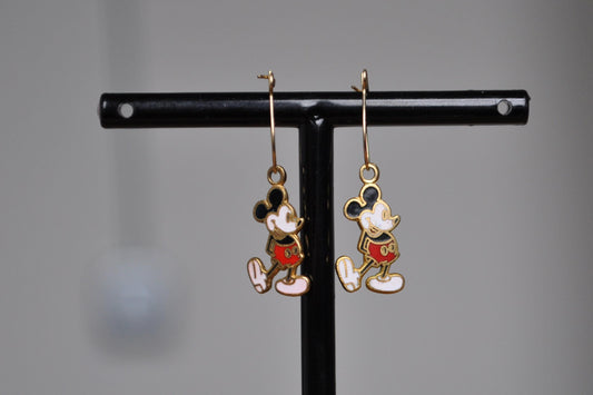 Magical Disney Pie-Eyed Mickey Mouse Enamel Earrings - Pie-Eye Mickey Earrings - 1930s Mickey Mouse Earrings