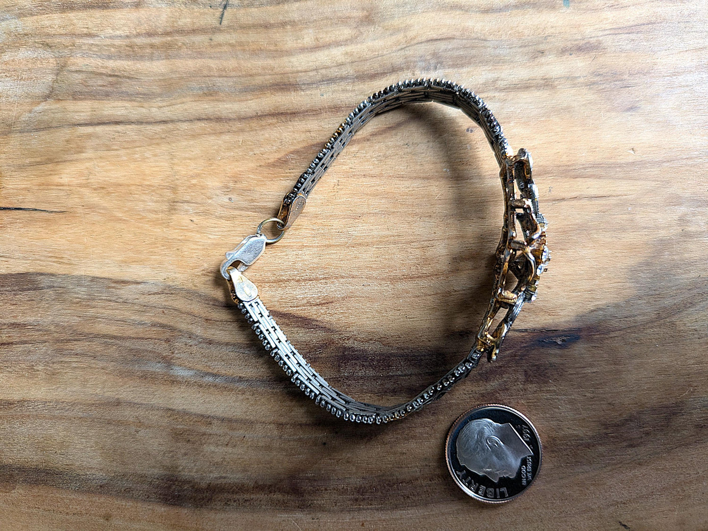 Regal Sterling Silver Cubic Zirconia 3-Tone Bracelet - 7 Inches - Replaced Clasp - Sterling Silver 925 Cubic Zirconia 3-Tone Bracelet