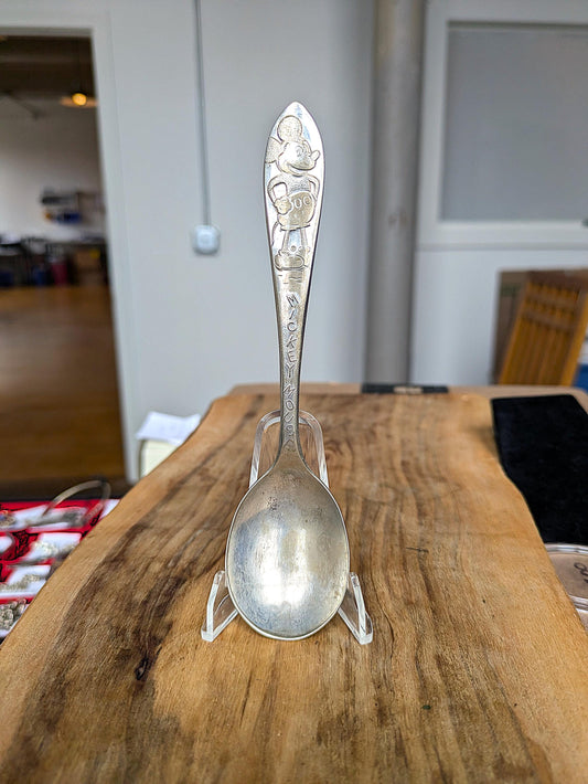 Antique 1930s Silver Plated Disney Pie-Eyed Mickey Mouse Spoon - Pie-Eye Mickey Spoon - 1930s Mickey Mouse Spoon