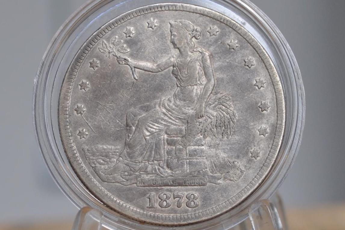 1878-S Trade Dollar - XF (Extremely Fine) Details, Scratches - 1878 S Authentic Us Trade Dollar 1878S - Authentic Silver Us Trade Dollar