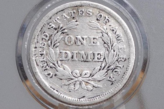 1837 Seated Liberty Dime - Fine+ Detail, Scratched, Discount Coin - No Stars, Large Date, First Year Made, 1837 Silver Dime 1837 Us 1 Dime
