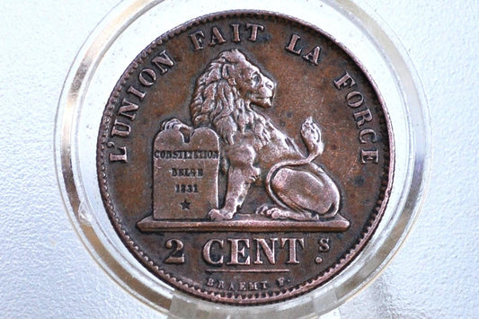 1870 Belgian 5 Centimes - Great Details - Leopold II - 1870 Belgium 2 Cents, Incredible Coin for a collection