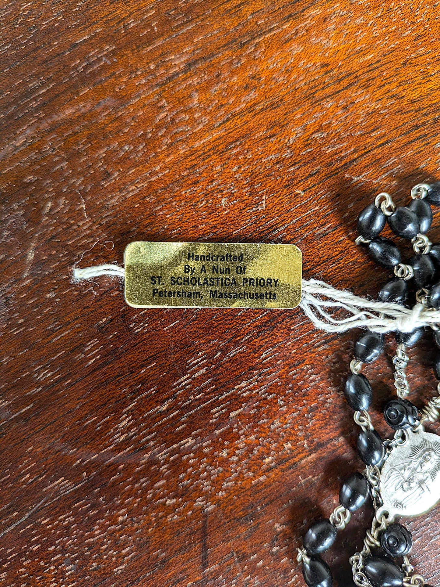 Handcrafted St. Scholastica Priory Black Cocoa Bead Rosary - Nun-Made Black Rosary - St. Scholastica Priory, Petersham, Massachusetts