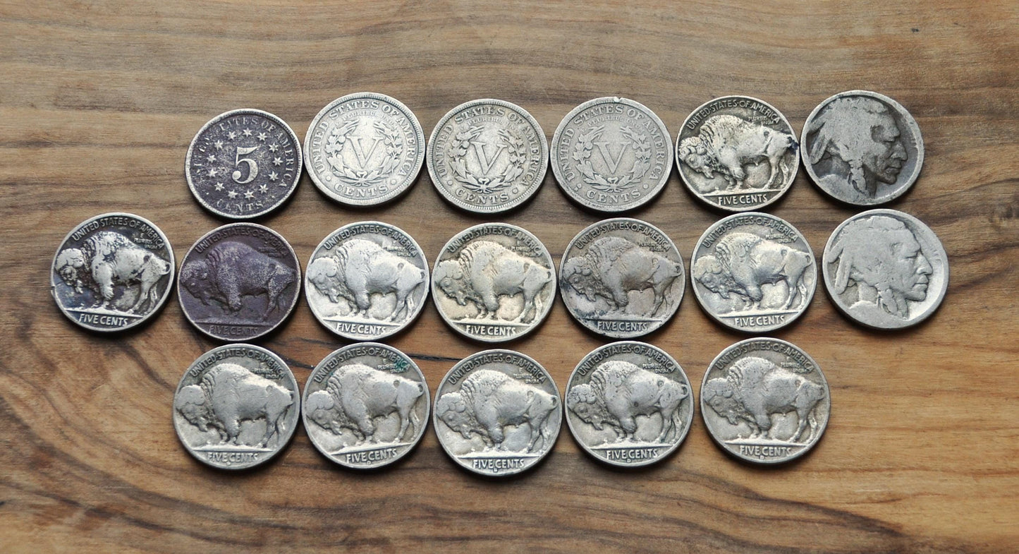 Lot of Old US Nickels - Varying Dates, Types, and Conditions - Discount Coin Lot!