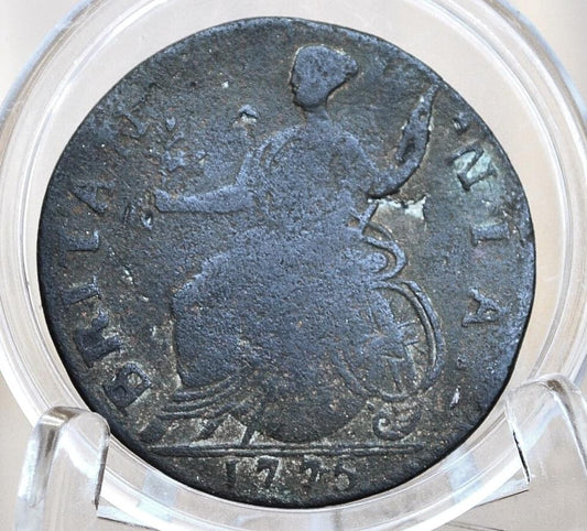 1775 UK Halfpenny - Great Details - 1775 Great Britain 1/2 Penny - Copper Half Penny 1775