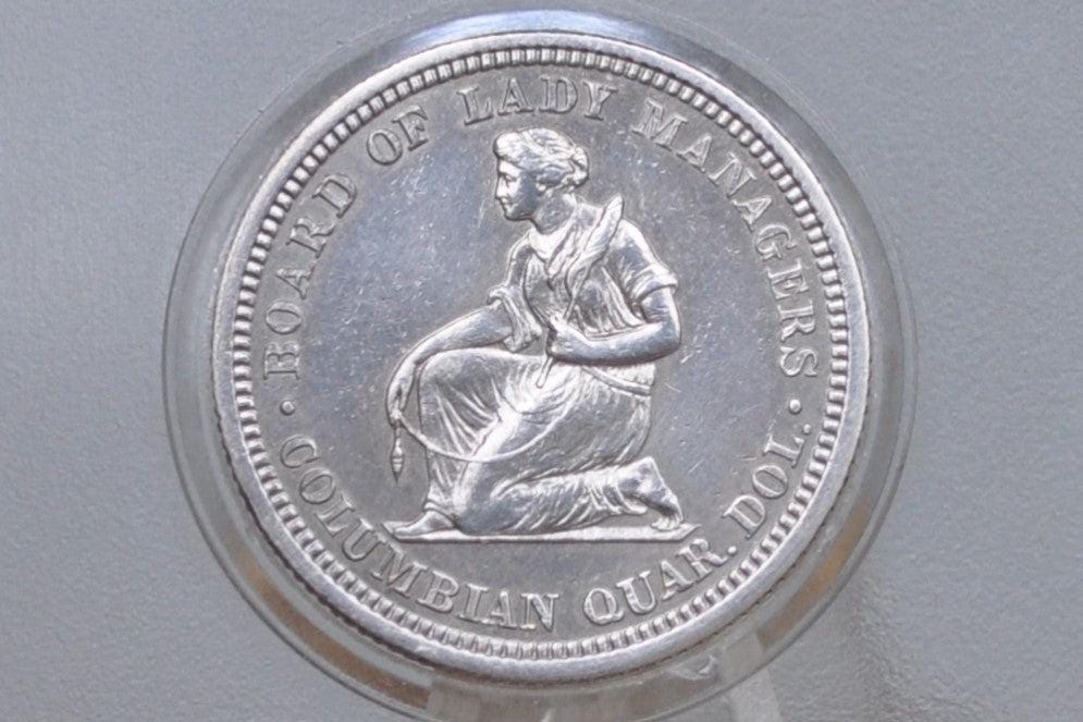 1893 Isabella Quarter, Columbian Exposition Quarter - Uncirculated Details, Old Cleaning - Rare Commemorative Quarter from the World's Colum