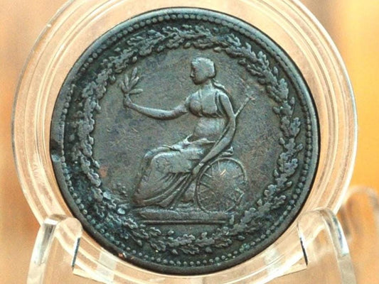 Rarer 1813 Canada Lower Bank Half Penny Token, Spread Eagle Variety - Fine Condition - 1/2 Penny Token Canada 1813